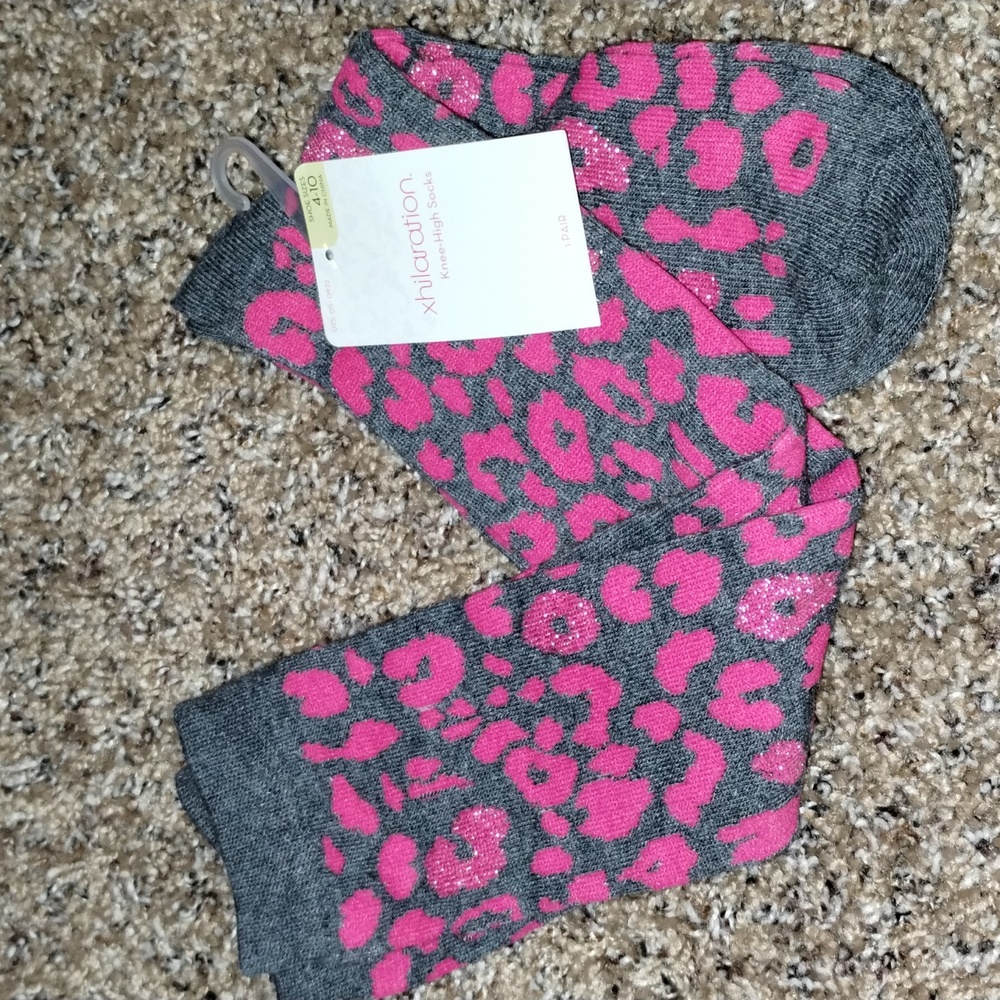 Pink Cheetah Print Socks